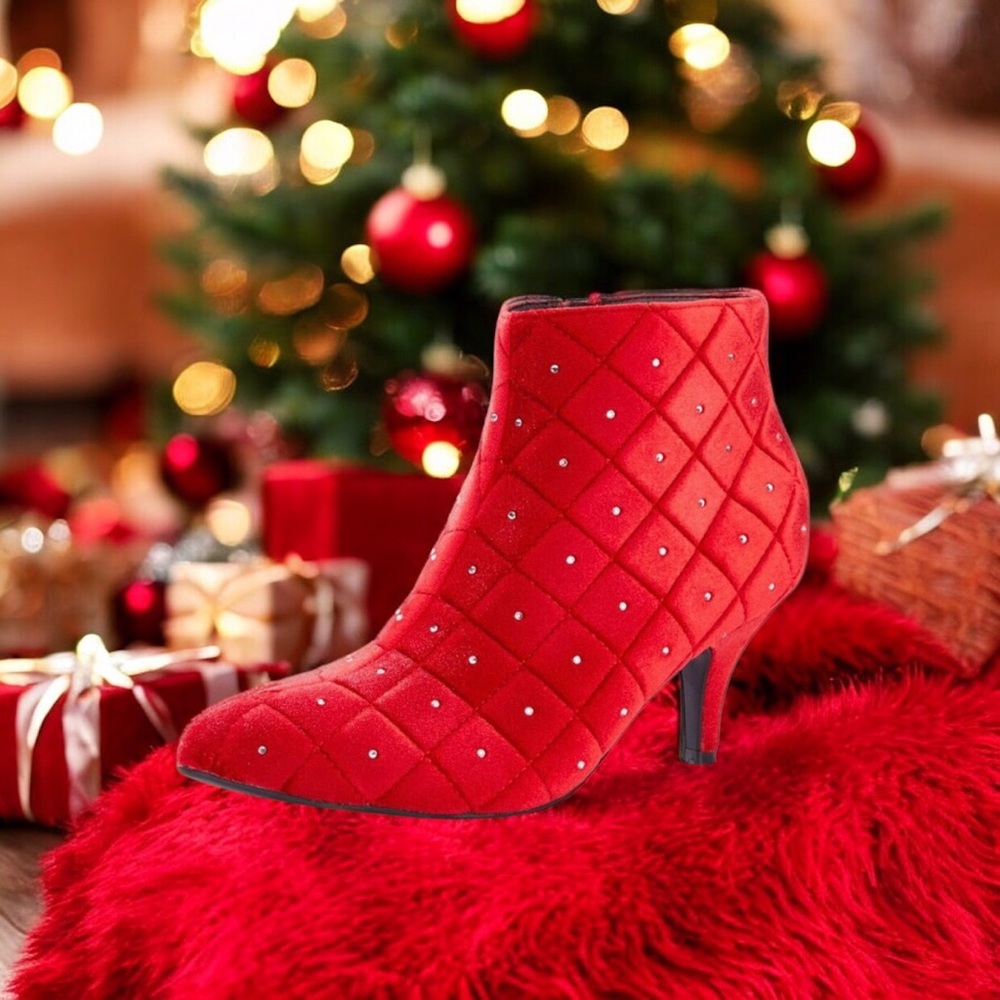 Red Rhinestone Booties - Picture 5 of 7